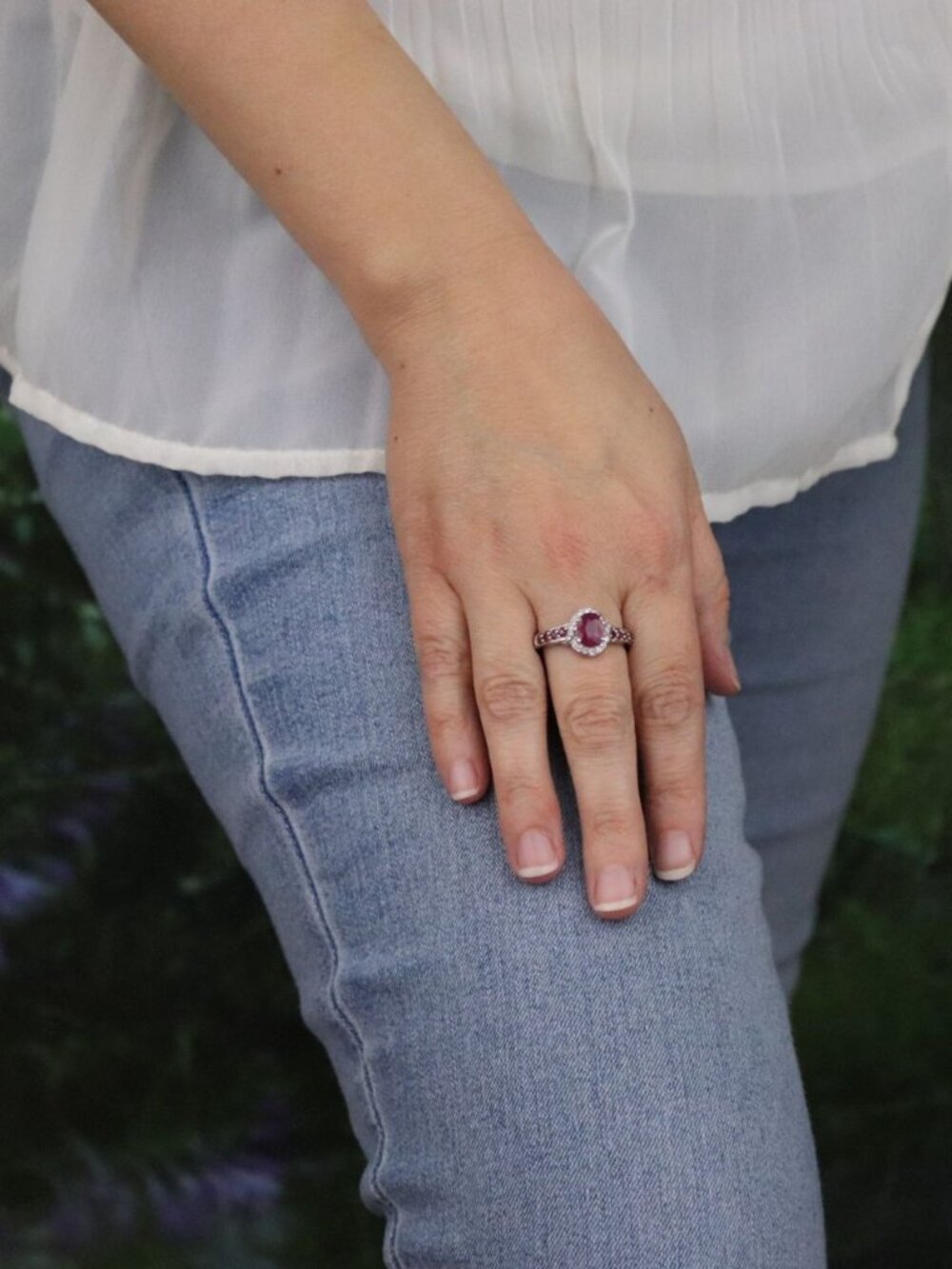 Sterling Silver Ruby and White Zircon Ring Size 9 - Picture 3 of 7